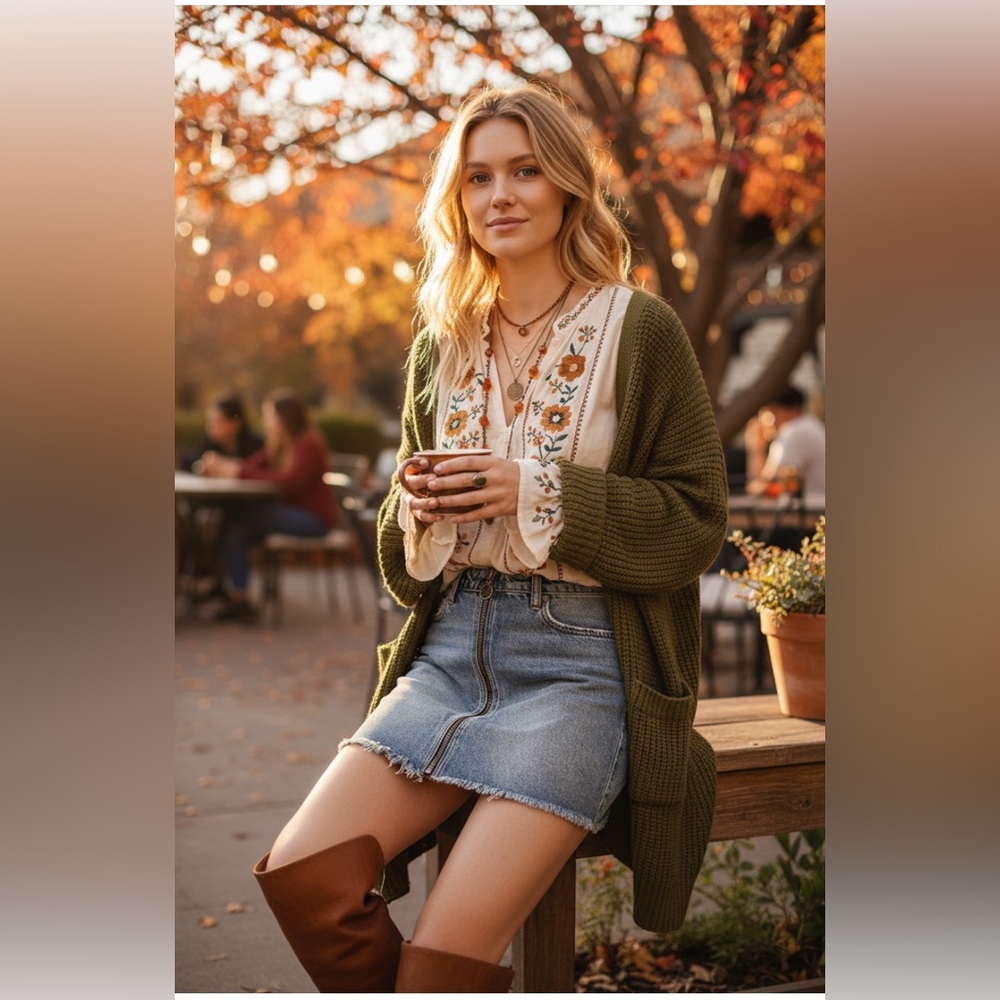 Free People We The Free‎ Denim Zipper Skirt Size 24- B2